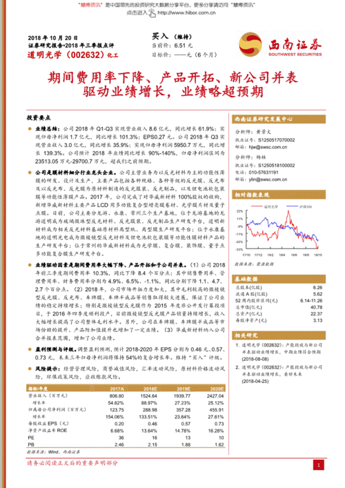 西南證券 道明光學業(yè)績略超預期，新業(yè)務驅(qū)動成長